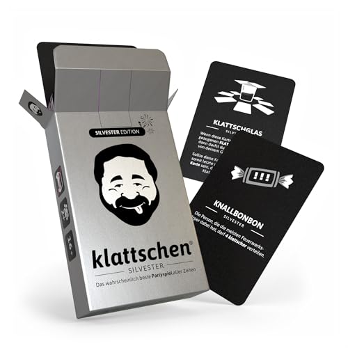 DENKRIESEN - klattschen Silvester Edition | 2+ Spieler ab 16 Jahren | Kartenspiel für Erwachsene | Partyspiel & Gesellschaftsspiel | Wörterspiel für Spielabende und Feiern | Silvesterspiel