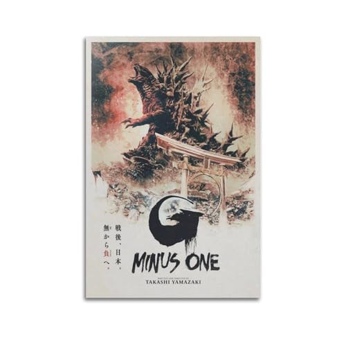 Zamm Godzilla Minus One Poster mural sur toile pour salon, chambre à coucher, maison, bureau, salle de sport, 30 x 45 cm