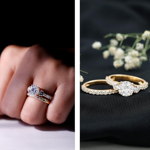 Certified Moissanite Engagement Ring With Wedding Band, D-Vs1 Quality, Bridal Ring Set for Women (Ready to Gift)2