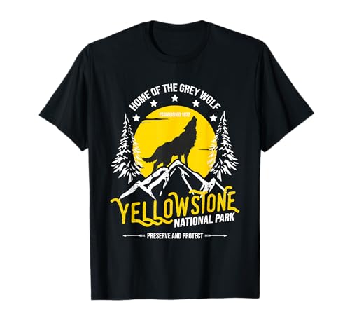Yellowstone National Park Grey Wolf - Amateur de randonnée et de Camping T-Shirt