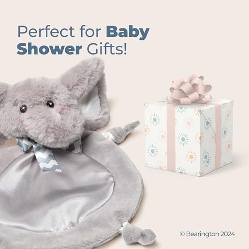 Image of Bearington Baby Wee Spout, 8 x 7 Inch Small Gray Elephant Stuffed Animal, Jungle Nursery Decor, Baby Security Blanket, Elephant Lovey for Babies