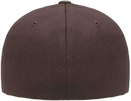 Flexfit Unisex Cotton Twill Fitted Baseball Cap, Brown, Small-Medium