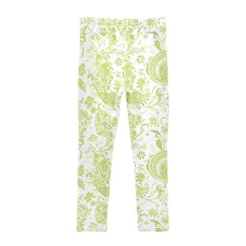 KLL Traditional Oriental Paisley Pattern Vintage Watercolor Toddler Girls Active Leggings Stretch High Waisted Workout Pants2