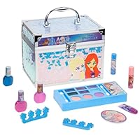 Disney Frozen Train Case Kosmetik-Makeup-Set mit Lipgloss, Augenschimmer, Pinsel, Nagellack, Zubehör und mehr! Für Mädchen ab 3 Jahren, ideal für Partys von Townley Girl