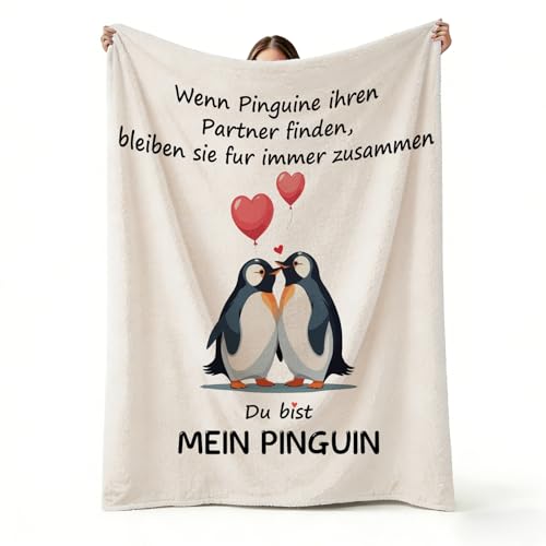 Personalisierte Pinguin Decke, Jahrestag Geschenk für Ihn/Sie,...