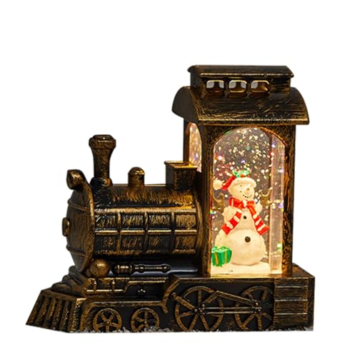 Tren de Linterna de Globo de Nieve navideño - Globo de Nieve de Tren de Invierno, Adornos de Tren de Papá Noel | Adorno Retro de Tren de árbol de muñecos de Nieve para mesita de Noche