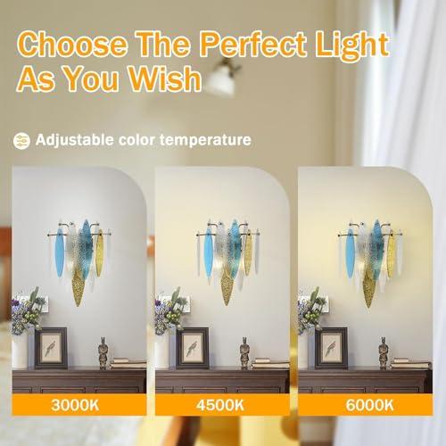 Image of Modern Gold Wall Sconces Set of Two, Glass Crystal Wall Light Fixtures with Colorful Leaves, 2-Light Art Decor Wall Lamps for Bedroom Living Room Bathroom