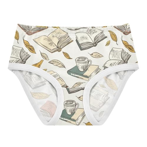 ZZKKO Vibrant Books with Cup Girls Underwear Toddler Panties for Girls Comfort Brief Size 2T-8Y