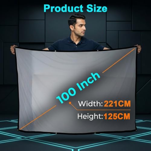 Image of ZORBES100 Inch Projector Screen 4K 16: 9 Anti-Crease Foldable, Portable