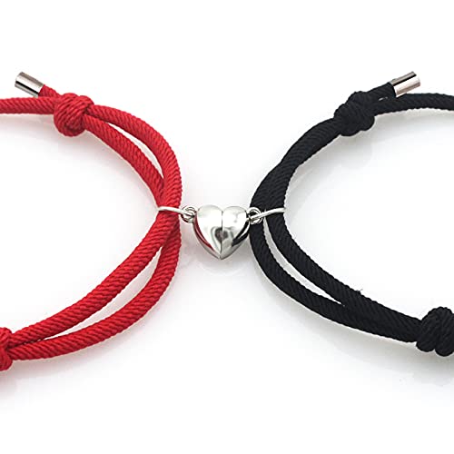 Dlihc 2pcs Couples Bracelets for Women Men, Matching Bracelets for Couples, Matching Heart Bracelets for Boyfriend Girlfriend Best Friend3