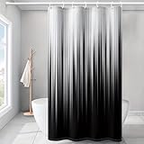 AJALGZ Minimalistischer Duschvorhang mit schwarz-weißem Farbverlauf, Bedruckt mit Kunststoffhaken, maschinenwaschbar, für Zuhause/Hotel (205 x 195 cm/XL)