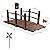 AHB 5FT Garden Bridge, Wooden Arc Bridge for Outdoors with Safety Railings Windmill, Stained Finished Wood Decorative Pond Bridge for Backyard Cream Farm (Wood)