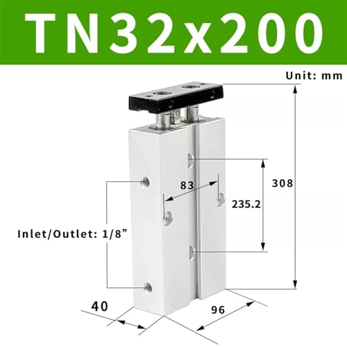 Vérin pneumatique TN32 double action 32mm alésage course 200mm compact - 2