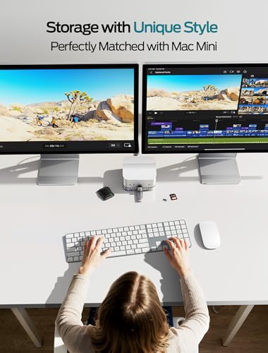 Image of MOVE SPEED mini M4 Dock Enclosure, 10 in 1 Aluminum Stand Hub, 10Gbps USB-C /A, 4K60Hz HDMI, SD /TF Reader, Space-Saving Vertical Design