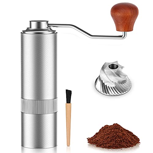 OMMO Manual Coffee Grinder - Conical Stainless Steel Burr, Burr Coffee Grinder with Adjustable Grind Setting, Capacity 25g, Hand Coffee Bean Grinder for Espresso, Drip Coffee, French Press