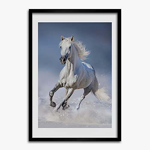 Cadre photo 50x70 cm Tulup avec affiche de cheval blanc galopant