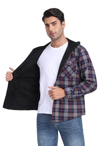 Askdeer Men's Flannel Fleece Jacket Sherpa Lined Winter Plaid Shirts Jacket Long Sleeve Thermal Coat With Pockets3