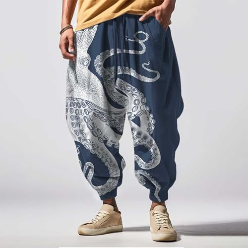 Mens Casual Harem Pants Baggy Beach Summer Streetwear Harem Trousers Trendy Men's Lightly Fitted Design Lounge2