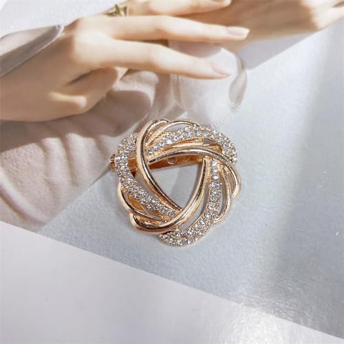 Image of CZ Twist Silk Scarf Clip Slides Brooch Lapel Pin for Women Girls Buckle Holder Wrap Scarf Ring Clasp Holder Tightener for Loose T Shirt Clothing Decoration Accessories Jewelry Party Gift