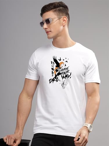 Image of ADRO Men's Cotton Comfort Fit Anime T Shirt - Premium Printed Haikyuu Tshirt - Perfect for Haikyuu Fans Print and Comfortable Fit T-Shirt
