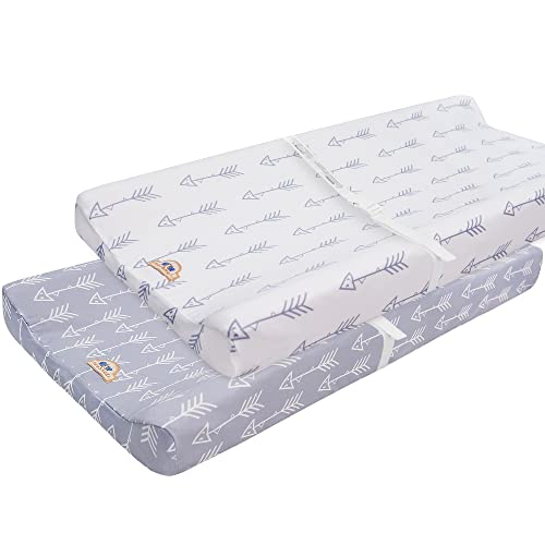 Image of BlueSnail Print Changing pad Cover Set 2PK, Breathable and Comfortable Changing Pad Cover for Boys and Girls (Gray+White)