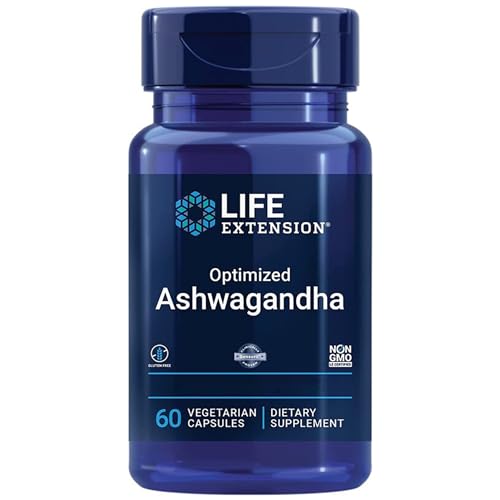 Life Extension, Optimized Ashwagandha Extract (Extracto de Ashwagandha), 60 Cápsulas veganas, Probado en Laboratorio, Vegetariano, Sin Gluten, Sin Soja, No GMO