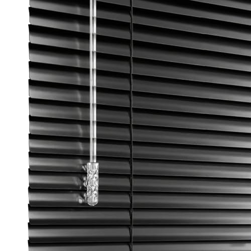 WZDXFNLD 2.5cm Slat Horizontal Aluminium Venetian Blinds for Home Office Bathroom, Outside or Inside Mount Privacy Shades, Blackout Blinds, Custom Size 25-165 cm Width 50-290 cm Height(Black)