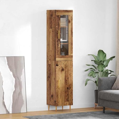 Homgoday Altillo Moderno de Madera Elaborada con Acentos Metálicos Dorados - Estilo y Funcionalidad Modelo WQZJ-3415674ES