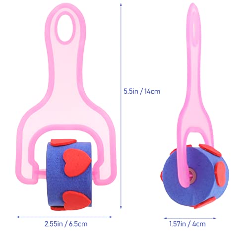 Stobok 8Pcs Drawing Sponge Roller Brush Foam Painting Stamper Brush Kids Paint Graffiti Diy Tool With Handle For Arts Craft Painting Drawing Rosy #TOP6