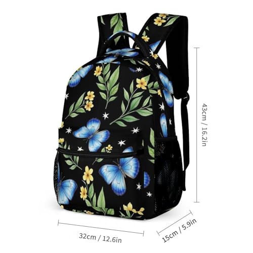 Backpack with Lunch Box & Cosmetic Bag Set Grass Butterfly Bookbag Daypack Set Backpack with Lunch Bag Storage Bags2