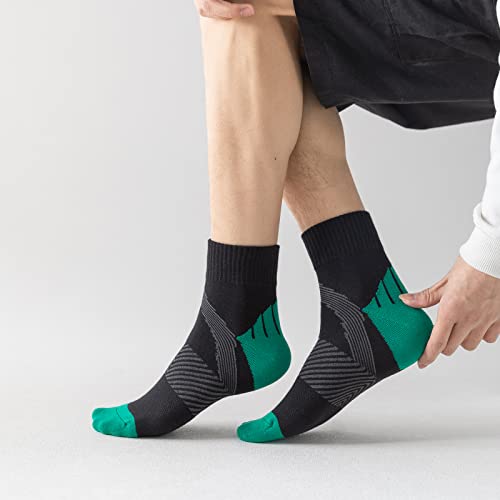 J.WMEET Men's Quarter Ankle Socks Athletic Running Hiking Cushion Performance Ventilation Sports Cotton Socks 6 Pack3