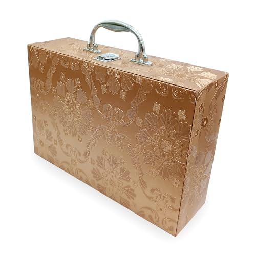 Image of LEDO Bangle Box Organizer Jewellery Case for Women in PU Leather with 4 Rods in Golden & Cherry colour