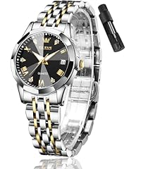 silver and gold watches for women: black dial