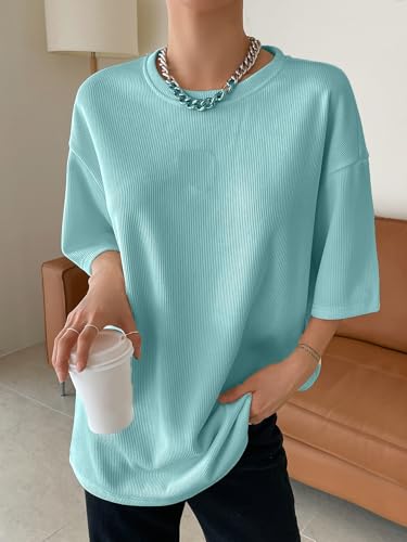 Image of Zilcon Women's Waffle Wool Knit Tops Dressy Business Casual T-Shirt Half Long Sleeve Fall Winter Summer Work Tops