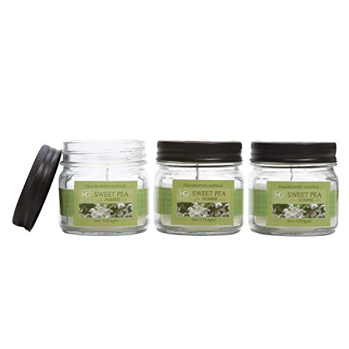 Hosley Set Of 3, 4 Oz. Sweet Pea Jasmine Fragrance Jar Candles #TOP17