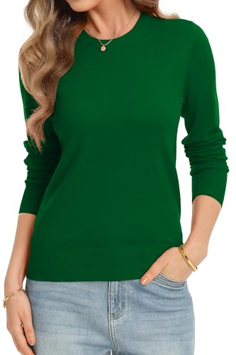 Image of QUALFORT Women's Sweaters Long Sleeve Soft Lightweight Basic Knitted Pullover Sweater