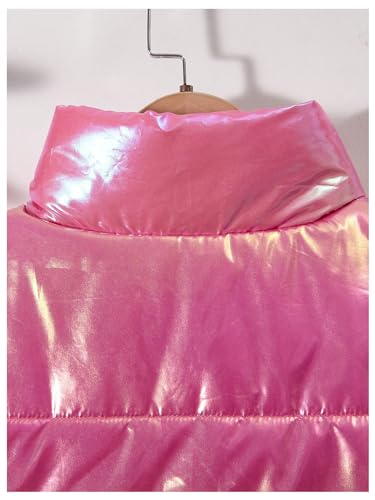 Girl's Metallic Zip Up Puffer Vest Coat Sleeveless Jacket Coat Outwear3