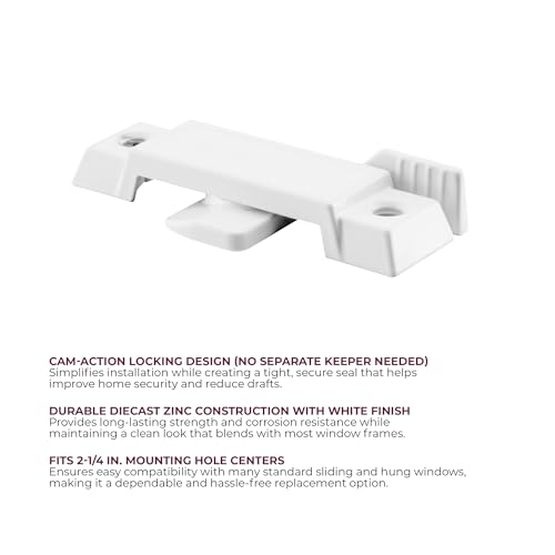 Image of Prime-Line F 2590 Sash Lock for Vertical and Horizontal Sliding Windows - Replace Broken Sash Locks for Additional Home Security, 2-1 /4 inch Mounting Hole Centers, White Diecast (Single Pack)