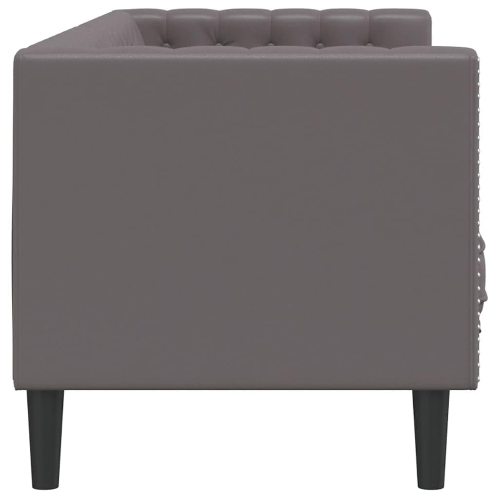 vidaXL Chesterfield-Sofa 3-Sitzer Grau Kunstleder