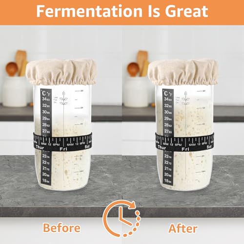 WOPPLXY 2er Sauerteig Starter Set, 730ml Sauerteig Glas mit Spatel & Cloth Cover, Sourdough Starter Kit