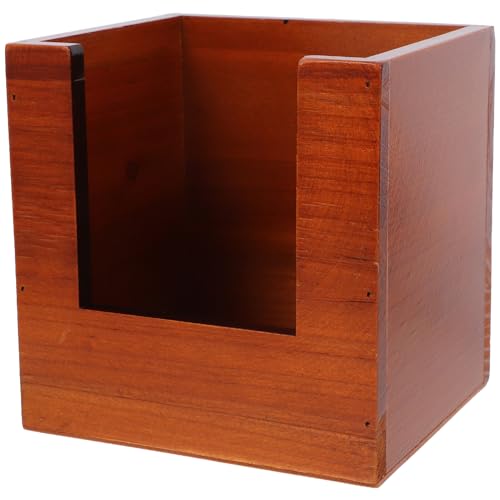 Cabilock Wooden Storage Box Kitchen Recipe Card Holder Square Wood Storage Stand Recipe Holder for Kitchen Card Organizer Box