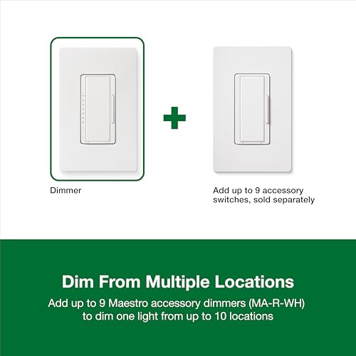 Image of Lutron Maestro LED+ Dimmer Switch for Dimmable LED, Halogen and Incandescent Bulbs, 150W /Single-Pole or Multi-Location, MACL-153M-IV, Ivory