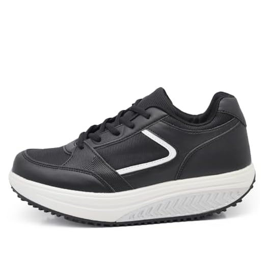 Scarpe da Ginnastica Basculanti Corsa Sportive Ginnastica Sneakers Comode per Camminare Dondolo Fitness Benessere Dimagranti Comode da Donna IF05 Nero N.38