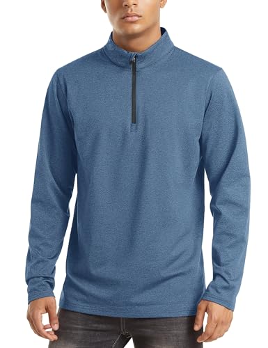 Image of TACVASEN Men's Sports Shirts 1 /4 Zip Long Sleeve Fleece Lined Running Workout Pullover Tops Sweatshirt
