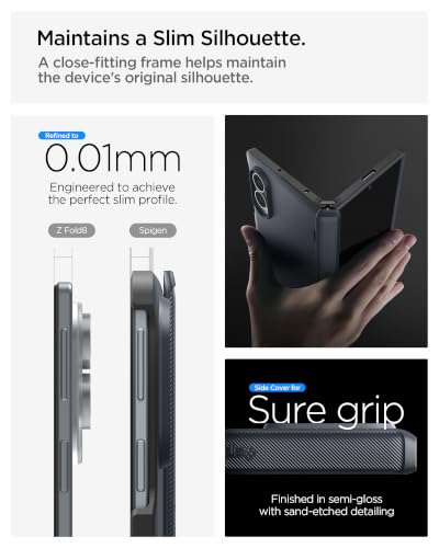 Image of Spigen Slim Armor Pro MagFit Case for Samsung Galaxy Z Fold 8, Metal Slate | Magsafe, Hinge Protection, Slim Fit, Wireless Charging, Thermoplastic Polyurethane, Poly Carbonate, Metallic