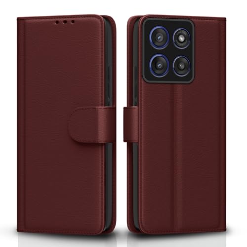 Image of Pikkme Flip Cover for Motorola Moto Edge 60 Stylus 5G Leather Finish | Inside TPU with Card Pockets | Wallet Stand and Shock Proof | Complete Protection Flip Case(Brown)