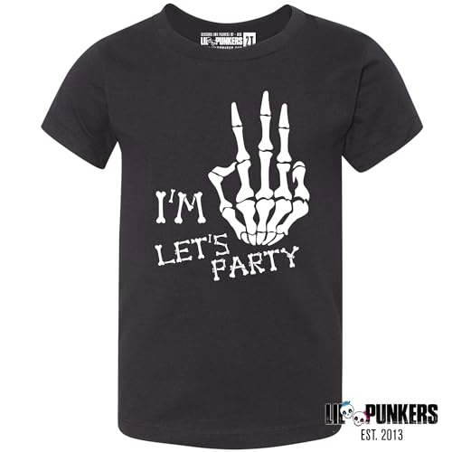 Personalized I'm 3 Let's Party Skeleton Birthday Shirt Bone Hand (Add Name) Custom Halloween 3rd Birthday T-Shirt4