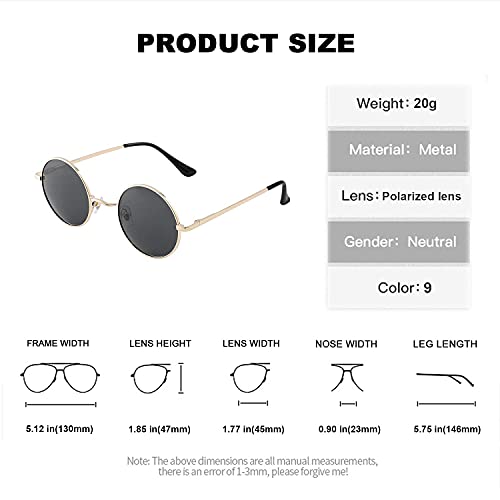 Image of Red Lens Circle Glasses Small Round Polarized Sunglasses for Women Men Retro Hippie Style Circle Sun Glasses