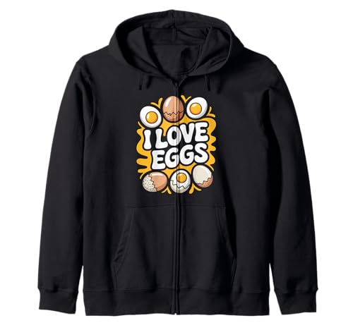 I Love Eggs Funny Breakfast Lover Art Felpa con Cappuccio
