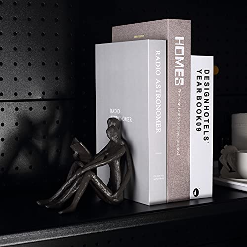 Ambipolar Romantic Reading Couple Bookshelf Decor, Cast Iron Bookend, Aesthetic Room Decor, Office Desk Decor, Home Decorative Bookend For Heavy Books, Satin Black #TOP4